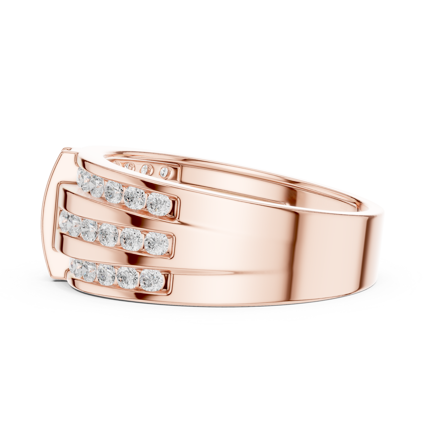 10k Solid White Gold Round Shapes Natural And Lab Grown Diamond Vintage Men's Ring New Classic Look