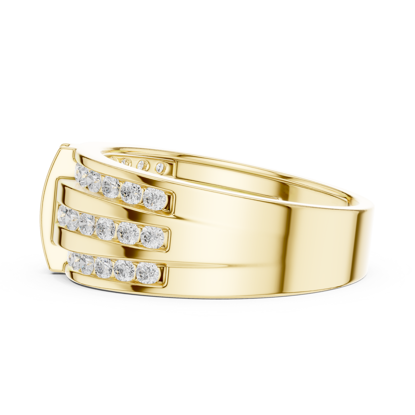 10k Solid White Gold Round Shapes Natural And Lab Grown Diamond Vintage Men's Ring New Classic Look