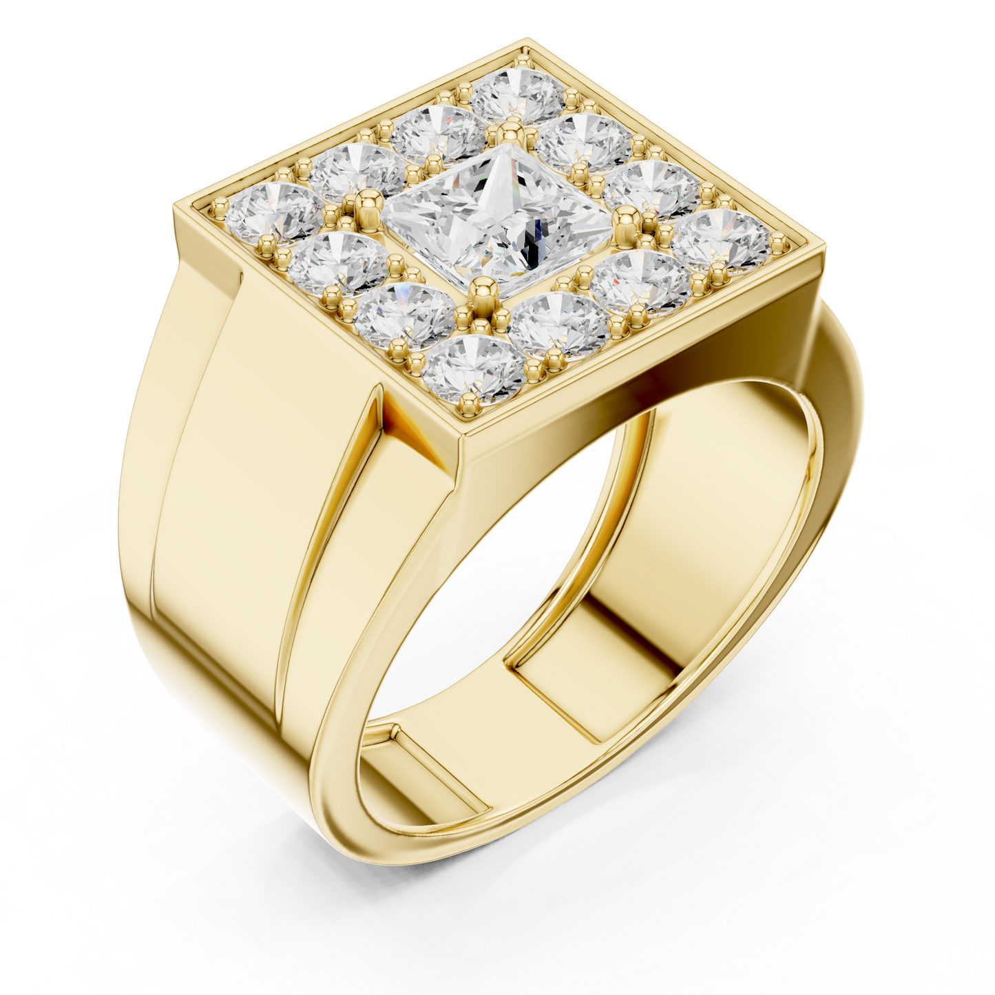 2.20 Ct Round & Princess Shape Lab Grown 10k Solid White Gold Stunning Diamond Men's Ring