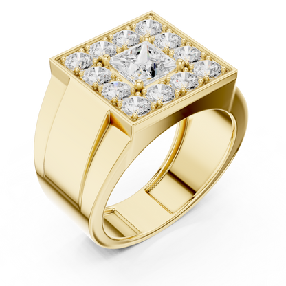 2.20 Ct Round & Princess Shape Lab Grown 10k Solid White Gold Stunning Diamond Men's Ring