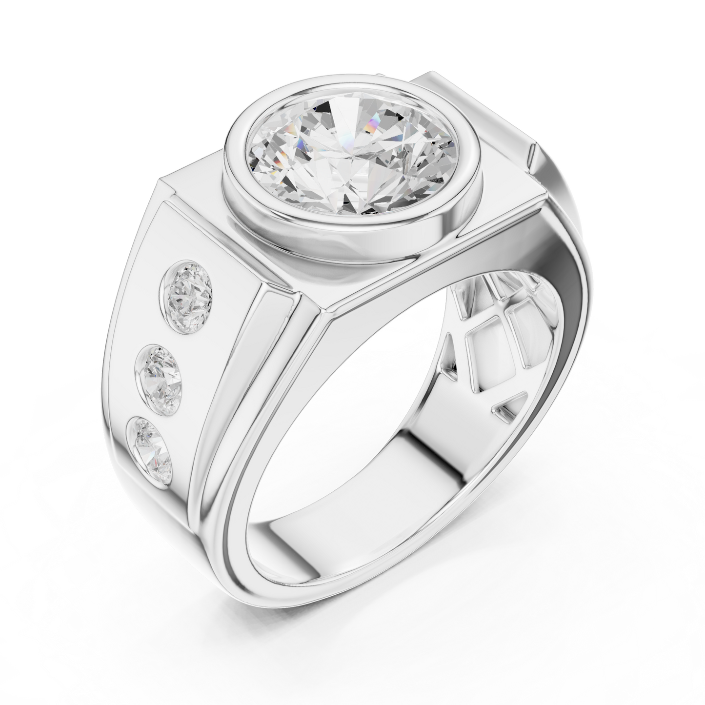 14k Solid Rose Gold Lab Grown Round Shapes Diamond Elegance Sparkle Men Ring Gift For Birthday