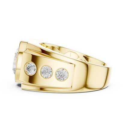 14k Solid Rose Gold Lab Grown Round Shapes Diamond Elegance Sparkle Men Ring Gift For Birthday