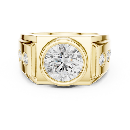 14k Solid Rose Gold Lab Grown Round Shapes Diamond Elegance Sparkle Men Ring Gift For Birthday