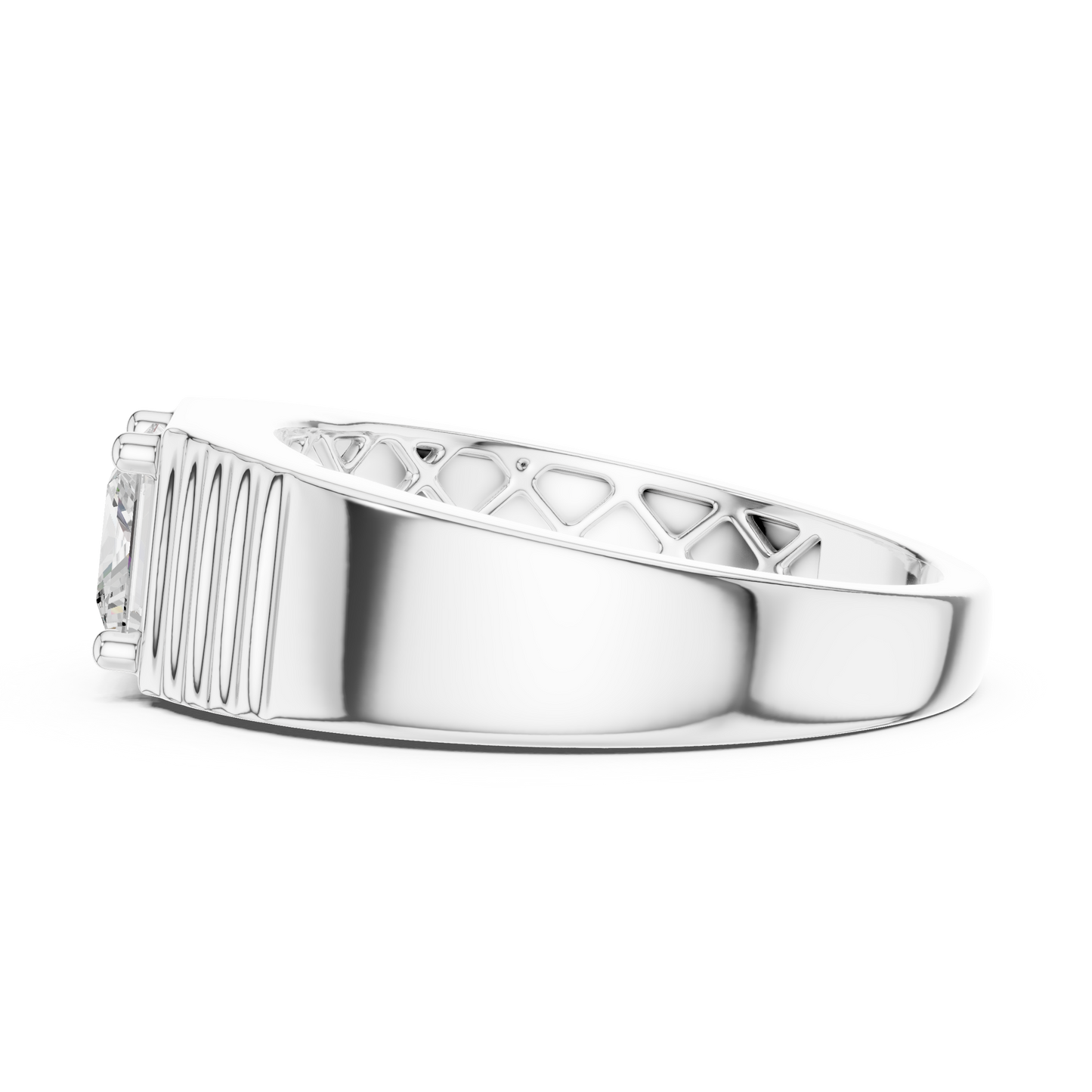 14k Solid Rose Gold Lab Grown Princess Cut Diamond Ring  For Men's Daily Wear