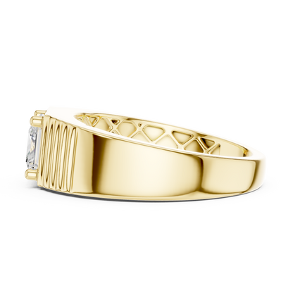 14k Solid Rose Gold Lab Grown Princess Cut Diamond Ring  For Men's Daily Wear