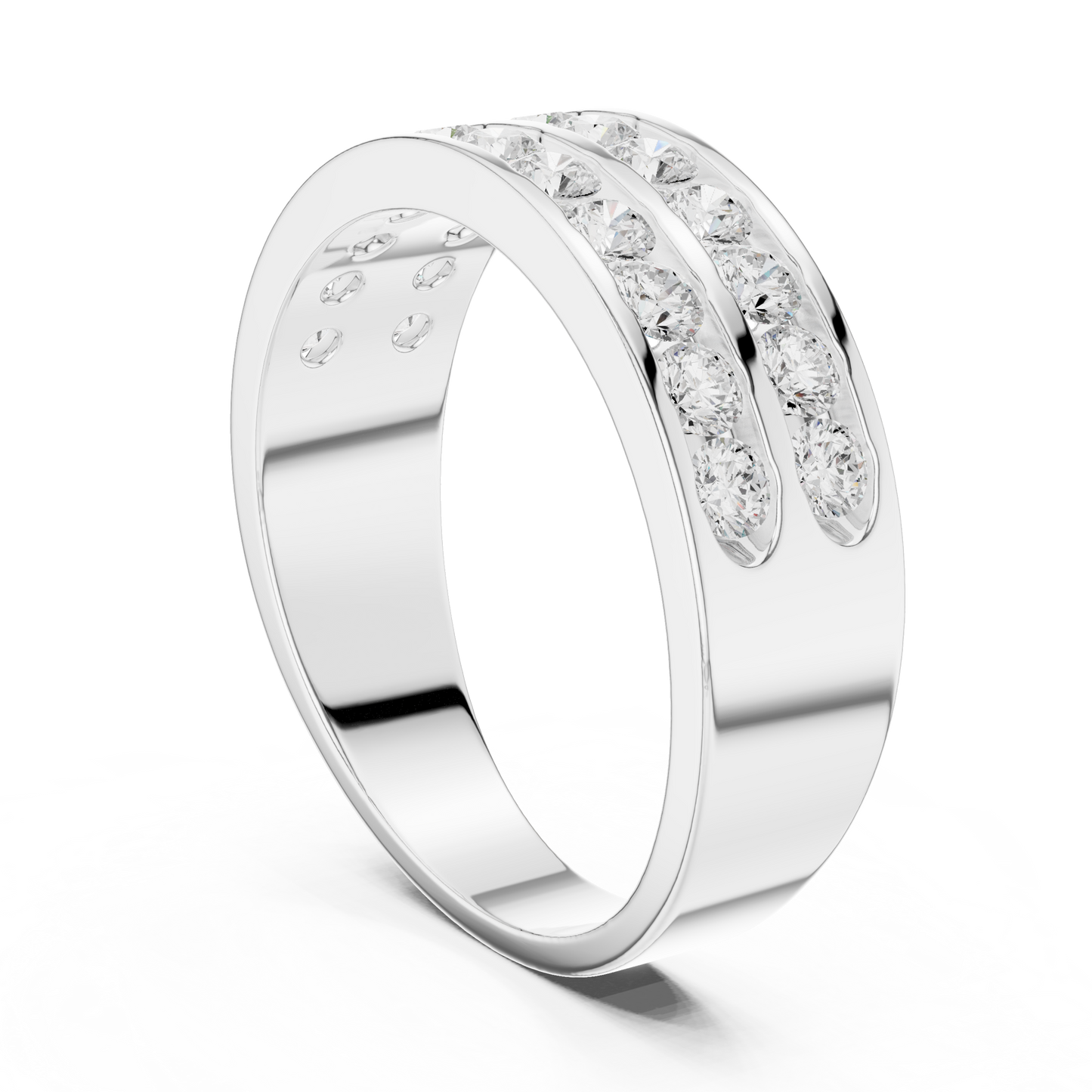 10k Solid White Gold Natural & Lab Grown Round Shapes Diamond Esthetical Men's Diamond Ring