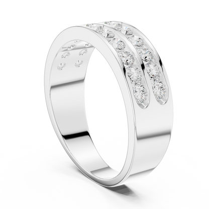 10k Solid White Gold Natural & Lab Grown Round Shapes Diamond Esthetical Men's Diamond Ring