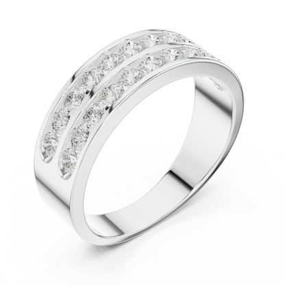 10k Solid White Gold Natural & Lab Grown Round Shapes Diamond Esthetical Men's Diamond Ring