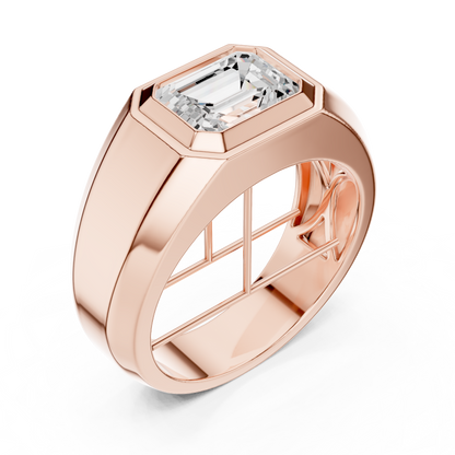 2.00 Ct Emerald Shape Lab grown Diamond 14k Solid White Gold Wedding Wear Men's Ring