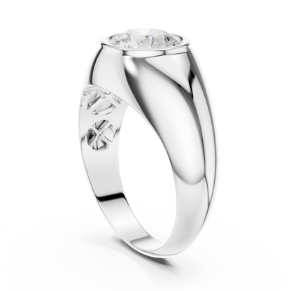 2.00 Ct Round Shape Lab grown Diamond 10k Solid White Shinny Gold Wedding Wear Men's Ring