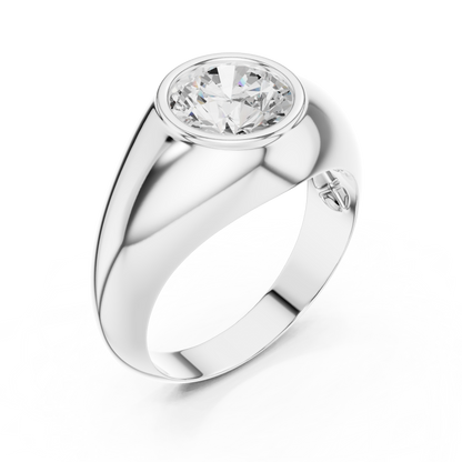 2.00 Ct Round Shape Lab grown Diamond 10k Solid White Shinny Gold Wedding Wear Men's Ring