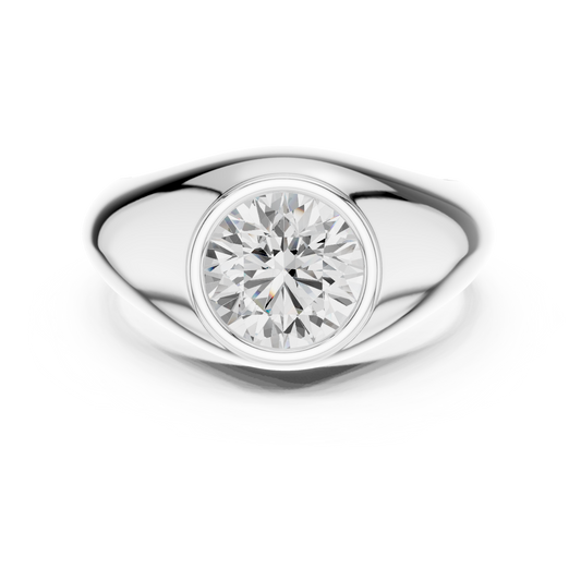 2.00 Ct Round Shape Lab grown Diamond 10k Solid White Shinny Gold Wedding Wear Men's Ring