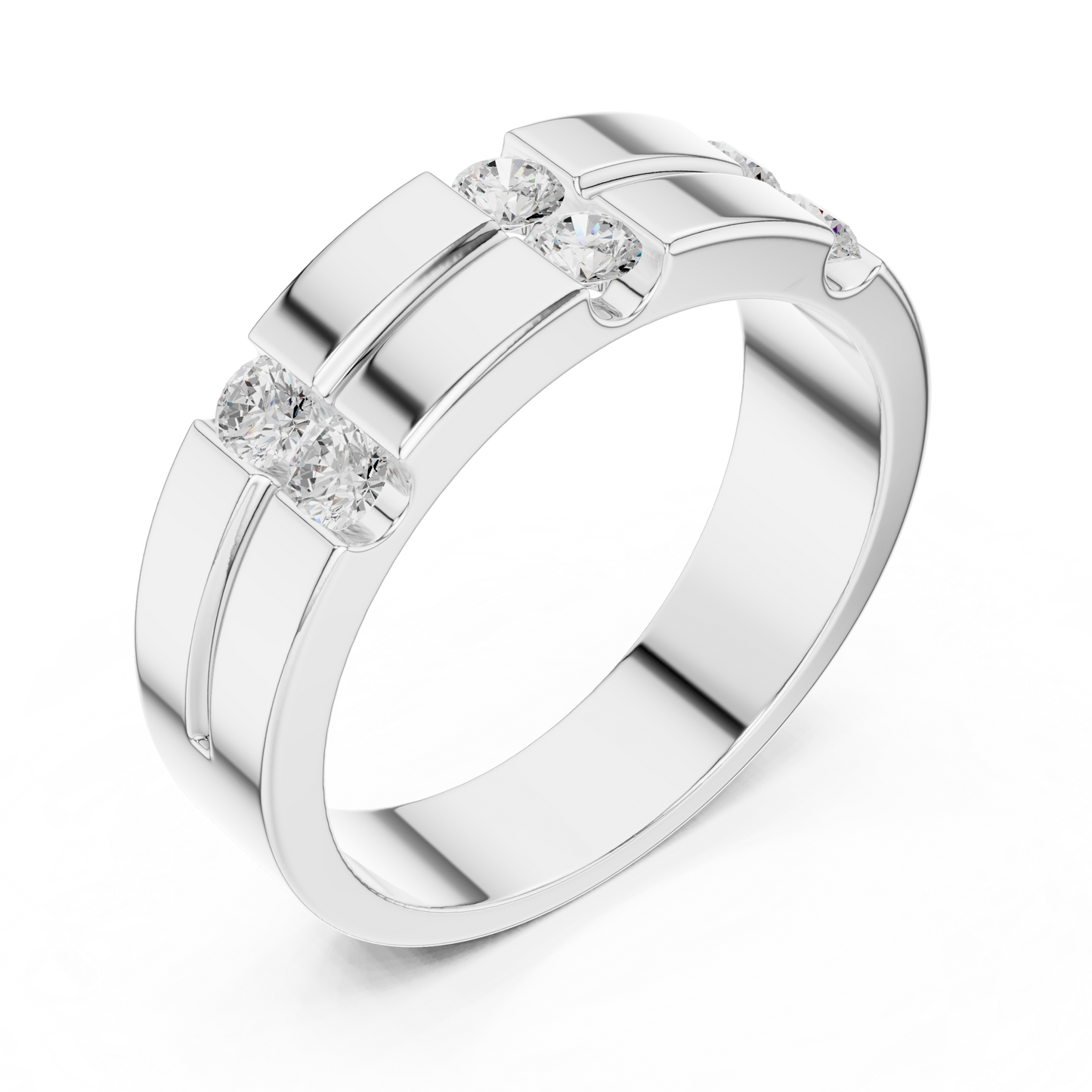 6 Stone Round Shapes Natural & Lab Grown Diamond 14k Solid Rose Gold Antique Style Men Diamond Ring