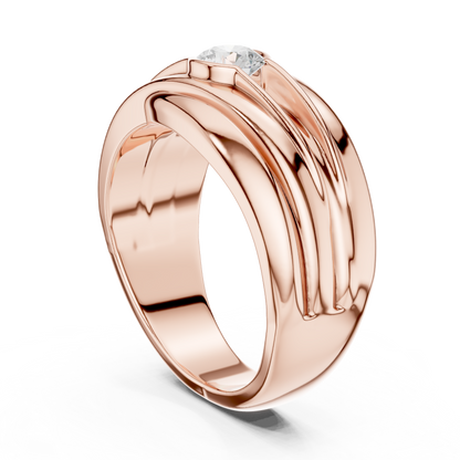 One Stone Solitaire Round Shape Lab grown Diamond New Style Vintage Men's Diamond Ring