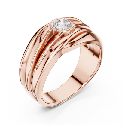 One Stone Solitaire Round Shape Lab grown Diamond New Style Vintage Men's Diamond Ring