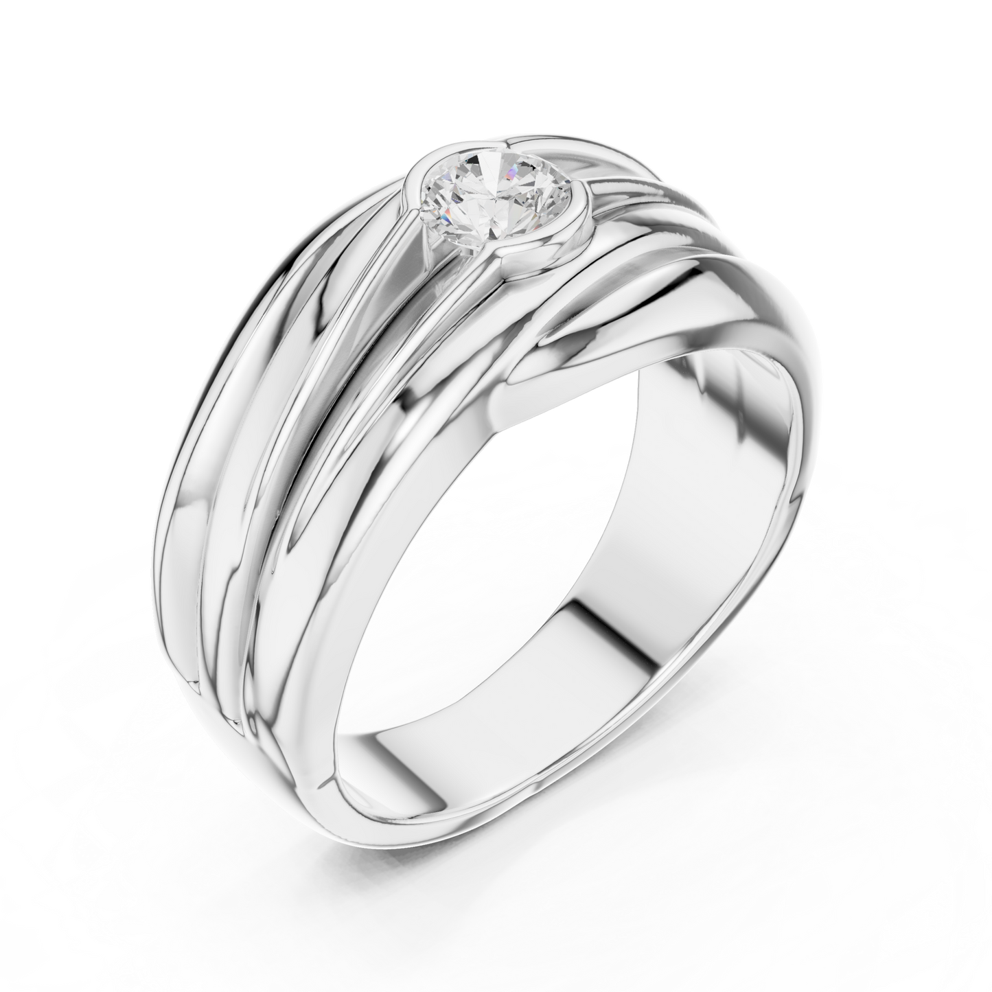 One Stone Solitaire Round Shape Lab grown Diamond New Style Vintage Men's Diamond Ring