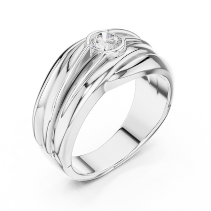 One Stone Solitaire Round Shape Lab grown Diamond New Style Vintage Men's Diamond Ring