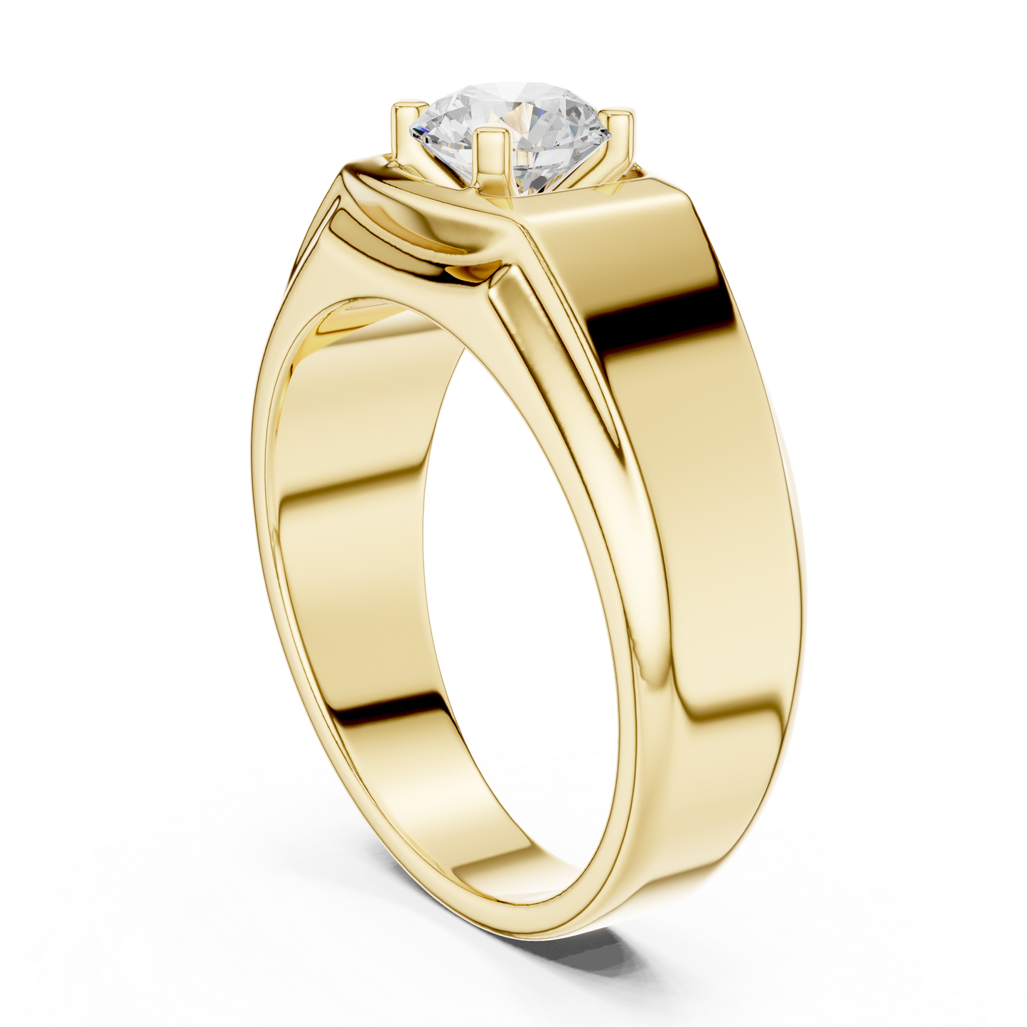 Round One Stone Lab Grown Diamond 14k Solid Rose Gold  Every Wear Stunning Elegance Men's Diamond Ring