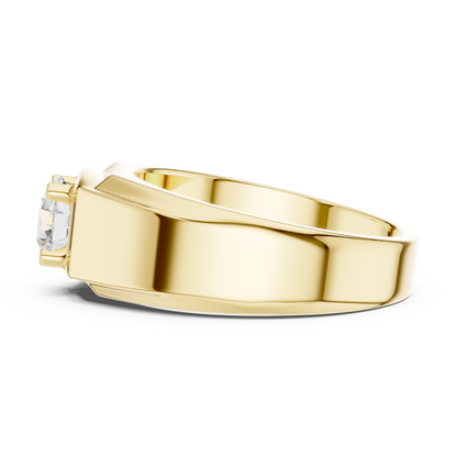 Round One Stone Lab Grown Diamond 14k Solid Rose Gold  Every Wear Stunning Elegance Men's Diamond Ring