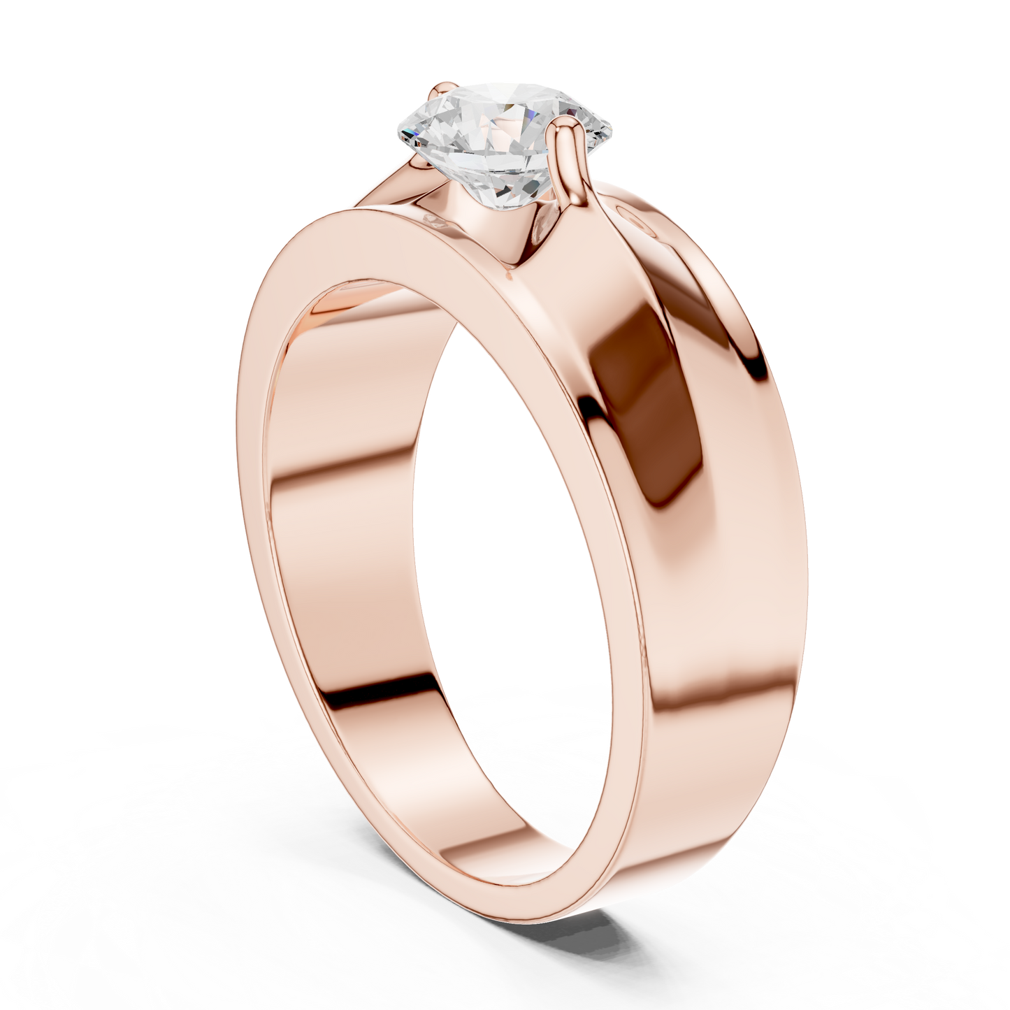 Round Shapes Lab grown One Stone New Unique Men's 14k Solid Rose Gold Diamond Ring