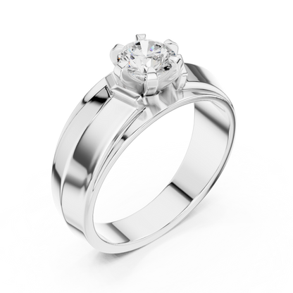 10k Solid Yellow Gold Round Shape Lab Grown Diamond Esthetical Sparkling Daily Wear Men's Diamond Ring