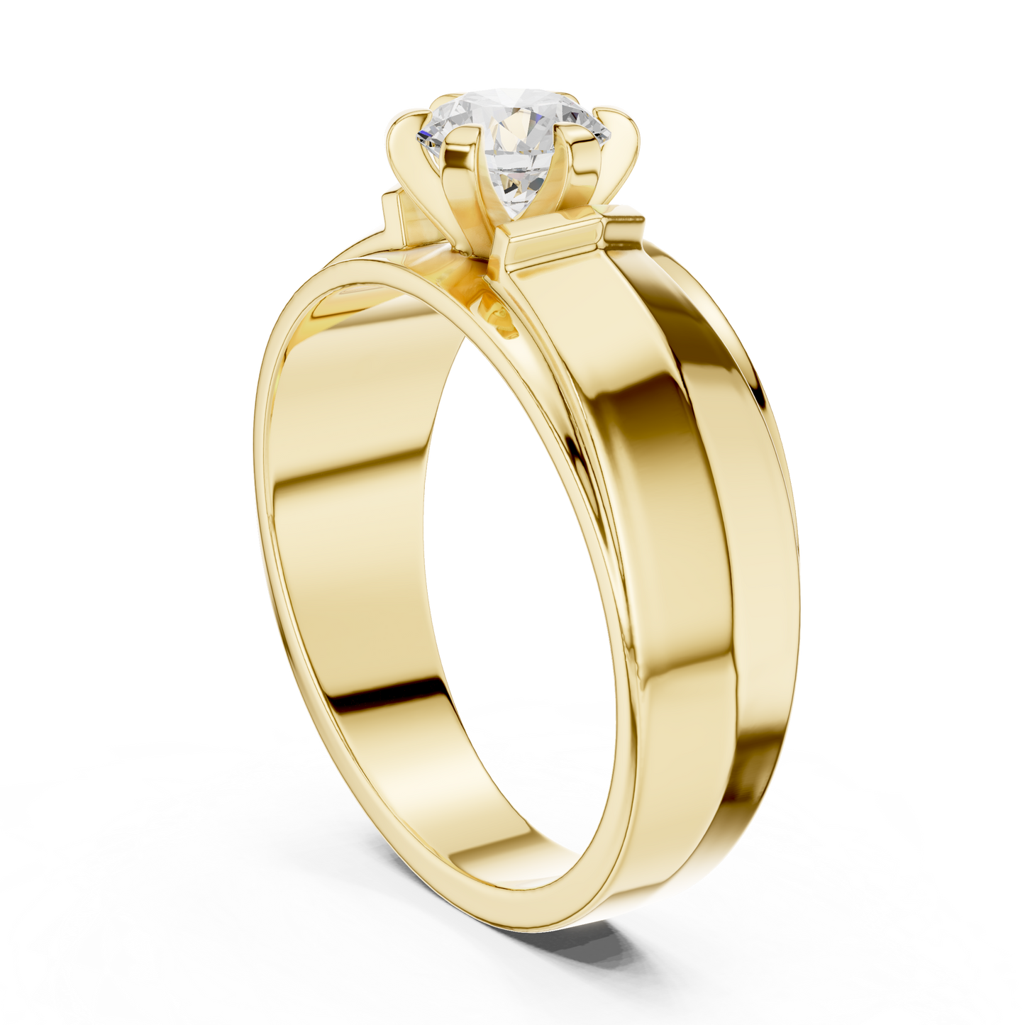 10k Solid Yellow Gold Round Shape Lab Grown Diamond Esthetical Sparkling Daily Wear Men's Diamond Ring
