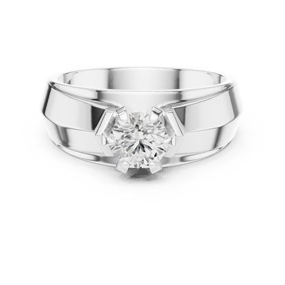 10k Solid Yellow Gold Round Shape Lab Grown Diamond Esthetical Sparkling Daily Wear Men's Diamond Ring