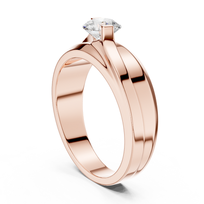 Lab grown Diamond Round Shapes 14k Solid Rose Gold Every Wear Wedding Wear Diamond Ring  For men's