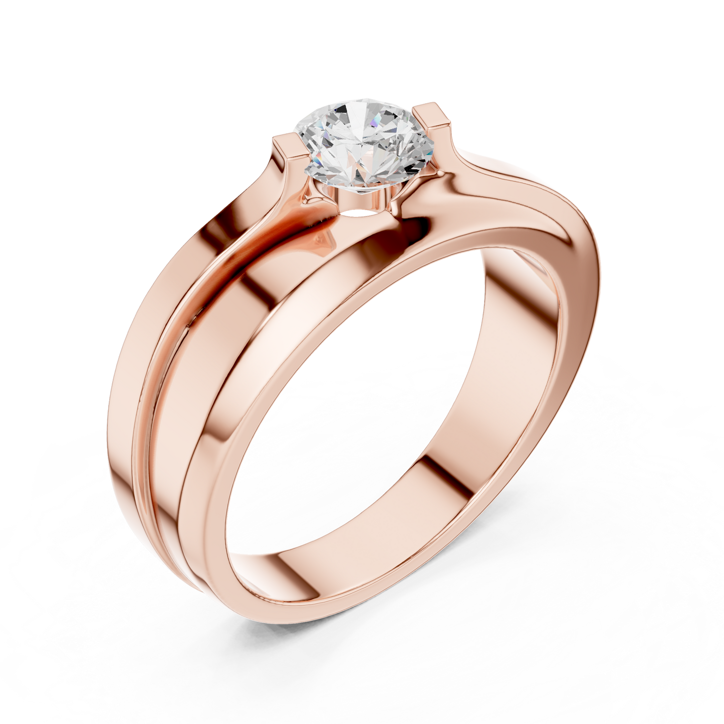 Lab grown Diamond Round Shapes 14k Solid Rose Gold Every Wear Wedding Wear Diamond Ring  For men's