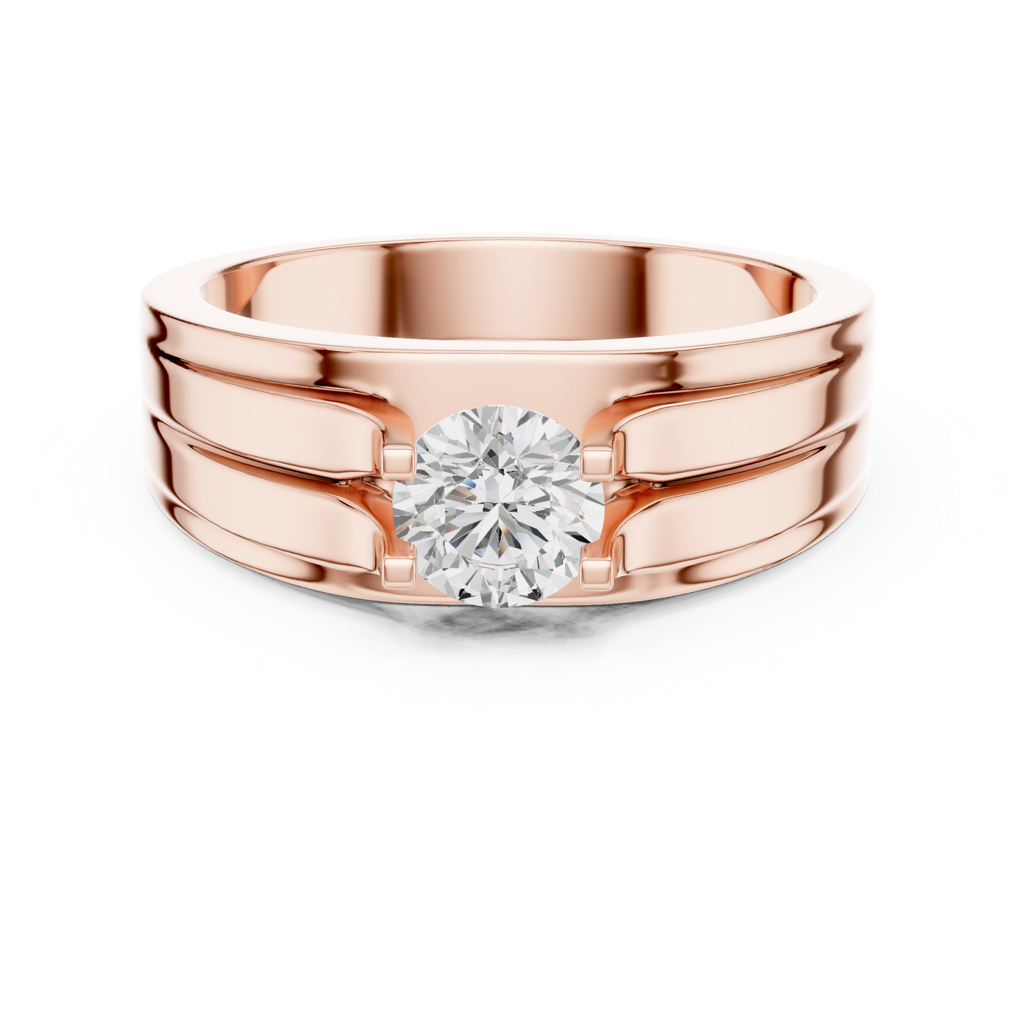 One Stone Round Shape Lab grown Diamond Elegance Vintage 14k Solid Gold Diamond Ring For Men's