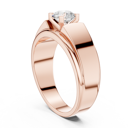 14k Solid Gold Round Shape Lab Grown Diamond Minimalist Vintage Sizzling Diamond ring For Men