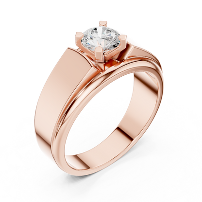 14k Solid Gold Round Shape Lab Grown Diamond Minimalist Vintage Sizzling Diamond ring For Men