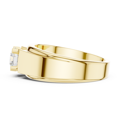 14k Solid Gold Round Shape Lab Grown Diamond Minimalist Vintage Sizzling Diamond ring For Men