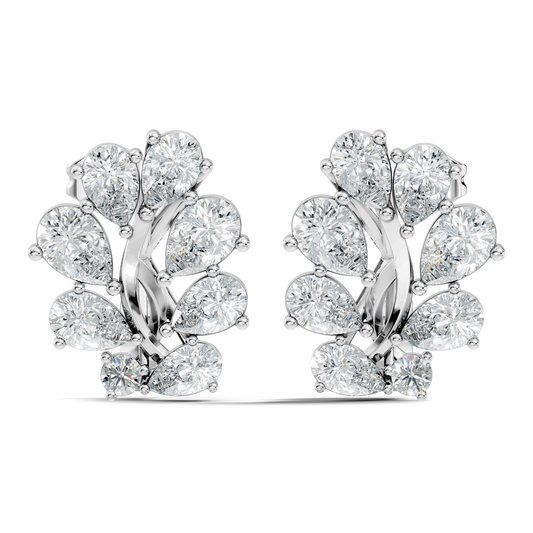 Pear And Round Cut Diamond Vintage Earring Stacking Minimalist Antique Stud Earring Gift For Women's