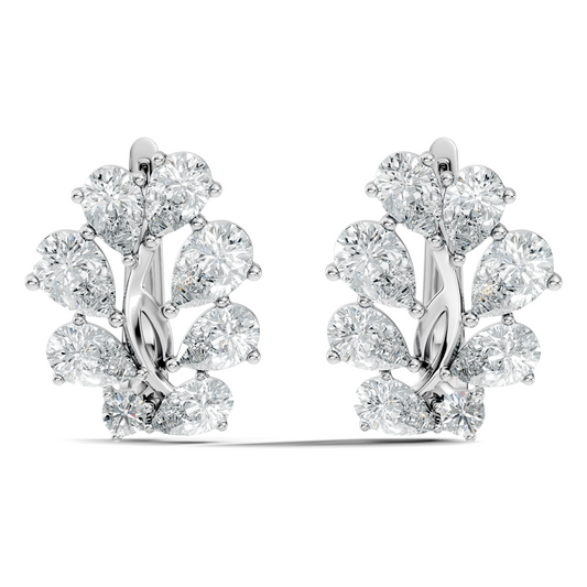 3.58 Carat Pear Cut Labgrown Diamond Stud Earring Vintage Stacking Floral Designed Dainty Earring Gift For Women's
