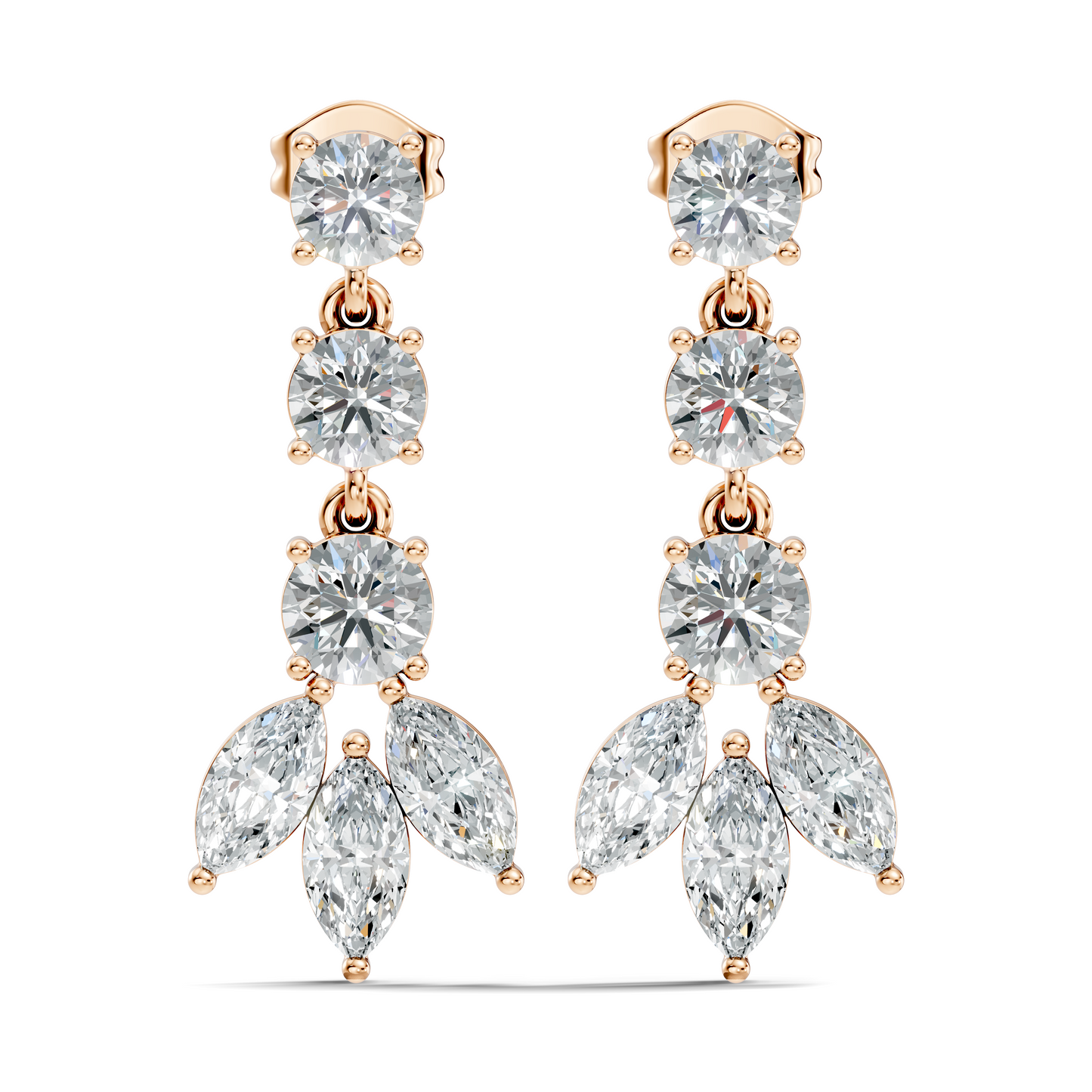 4.60 CT Round And Marquise Cut Diamond Unique Elegant Prong Set Cluster Stunning Dainty Drop Earring For Women's