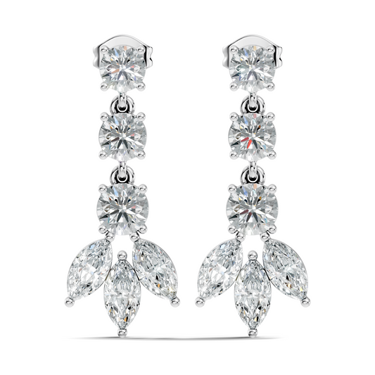 4.60 CT Round And Marquise Cut Diamond Unique Elegant Prong Set Cluster Stunning Dainty Drop Earring For Women's