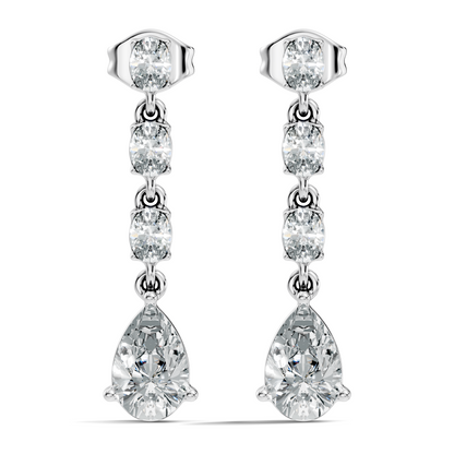 Pear And Oval Cut Lab Grown Diamond Circle Shape Antique Delicate Prong Set Bridesmaid Dangle  Earring Gift For Women's