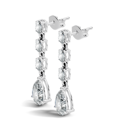 Pear And Oval Cut Lab Grown Diamond Circle Shape Antique Delicate Prong Set Bridesmaid Dangle  Earring Gift For Women's