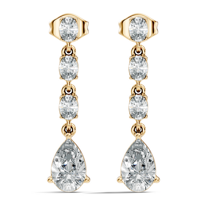 Pear And Oval Cut Lab Grown Diamond Circle Shape Antique Delicate Prong Set Bridesmaid Dangle  Earring Gift For Women's