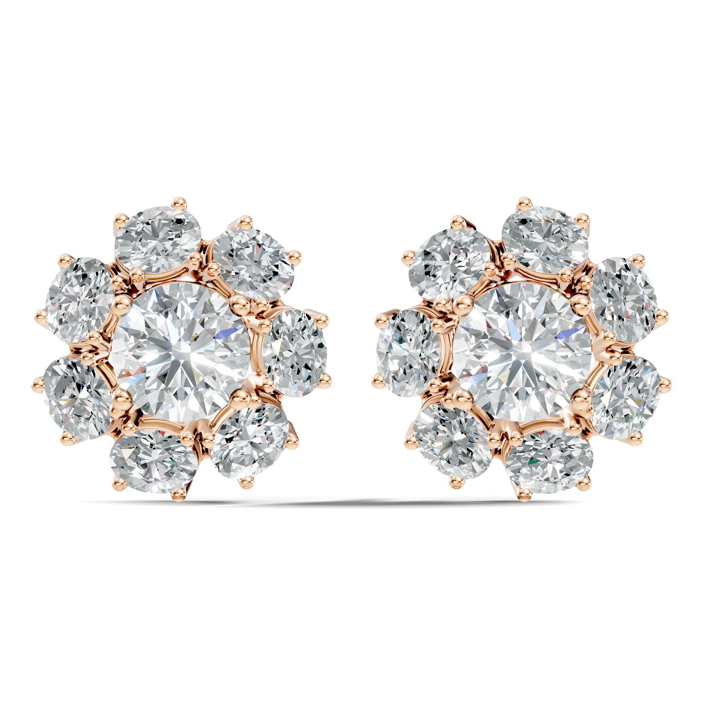 Oval Shape 8.44 CT Round Cut Diamond Delicate Classic Prong Set Dainty Stud Earring Gift for Women's