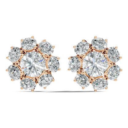 Oval Shape 8.44 CT Round Cut Diamond Delicate Classic Prong Set Dainty Stud Earring Gift for Women's