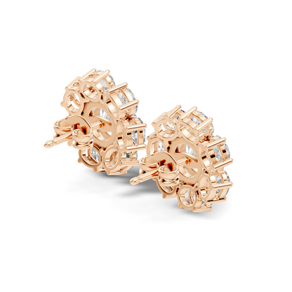 Oval Shape 8.44 CT Round Cut Diamond Delicate Classic Prong Set Dainty Stud Earring Gift for Women's