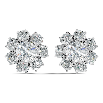 Oval Shape 8.44 CT Round Cut Diamond Delicate Classic Prong Set Dainty Stud Earring Gift for Women's