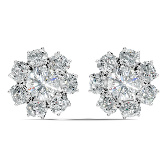 Oval Shape 8.44 CT Round Cut Diamond Delicate Classic Prong Set Dainty Stud Earring Gift for Women's