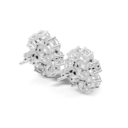 Oval Shape 8.44 CT Round Cut Diamond Delicate Classic Prong Set Dainty Stud Earring Gift for Women's