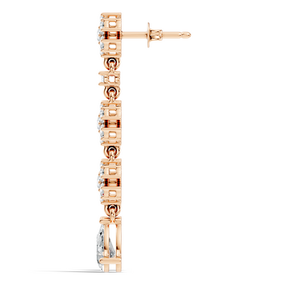 Pear Shape 2.54 Ct Round Cut Diamond Classic Prong Set Floral Drop Stud  Earring For Her