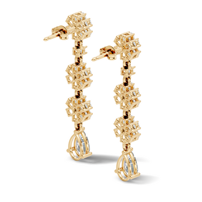 Pear Shape 2.54 Ct Round Cut Diamond Classic Prong Set Floral Drop Stud  Earring For Her