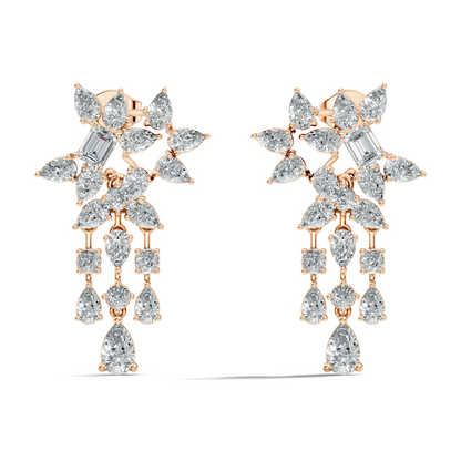 3.42 Carat Lab-Grown Pear & Round Diamond Cluster Earrings for Women Perfect Party Wear