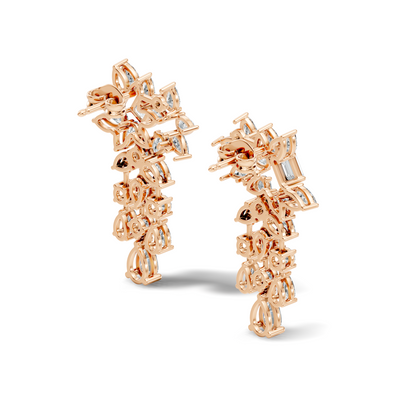 3.42 Carat Lab-Grown Pear & Round Diamond Cluster Earrings for Women Perfect Party Wear